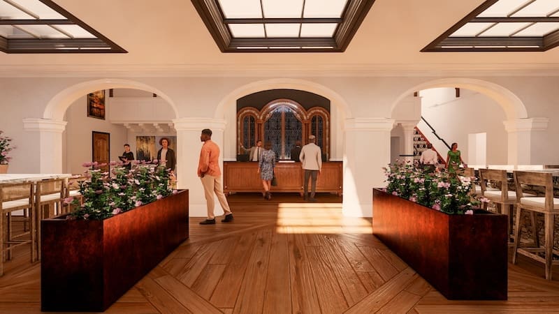 Rendering of upgrades to be made at Hotel Santa Barbara's lobby (courtesy)