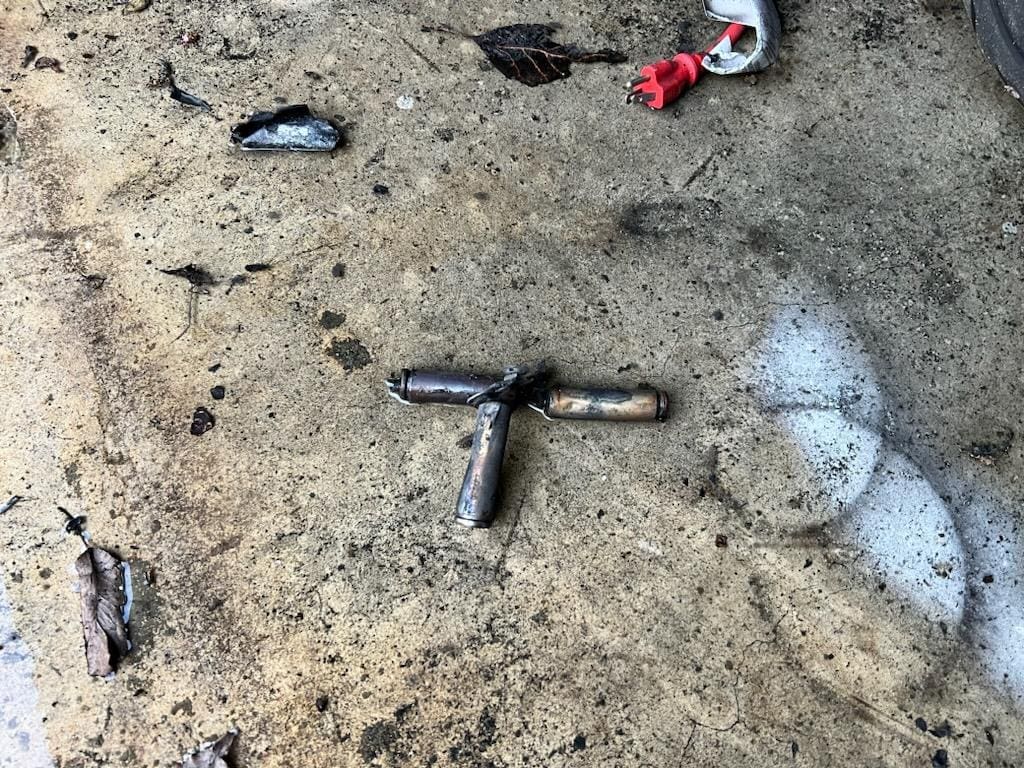 Electric batteries the caused a garage fire on June 1, 2024 (Photo: Leslie Ekker)