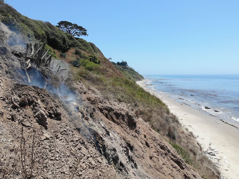 "Hope Ranch Volcano" smokes up again on June 27, 2024 (Photo: Santa Barbara County Fire Department)