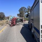 Semi-truck rolled over on Highway 101 near El Capitan on June 19, 2024 (Photo: Santa Barbara County Fire Department)