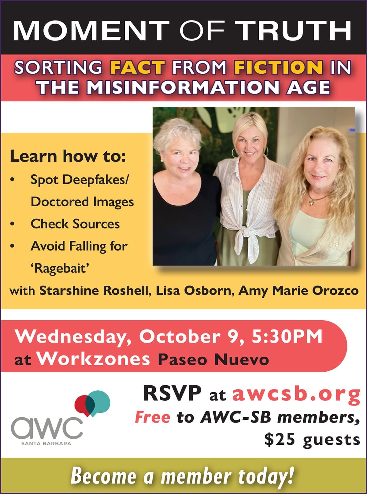 AWC-SB presents “Moment of Truth: Sorting Fact from Fiction in the Misinformation Age”