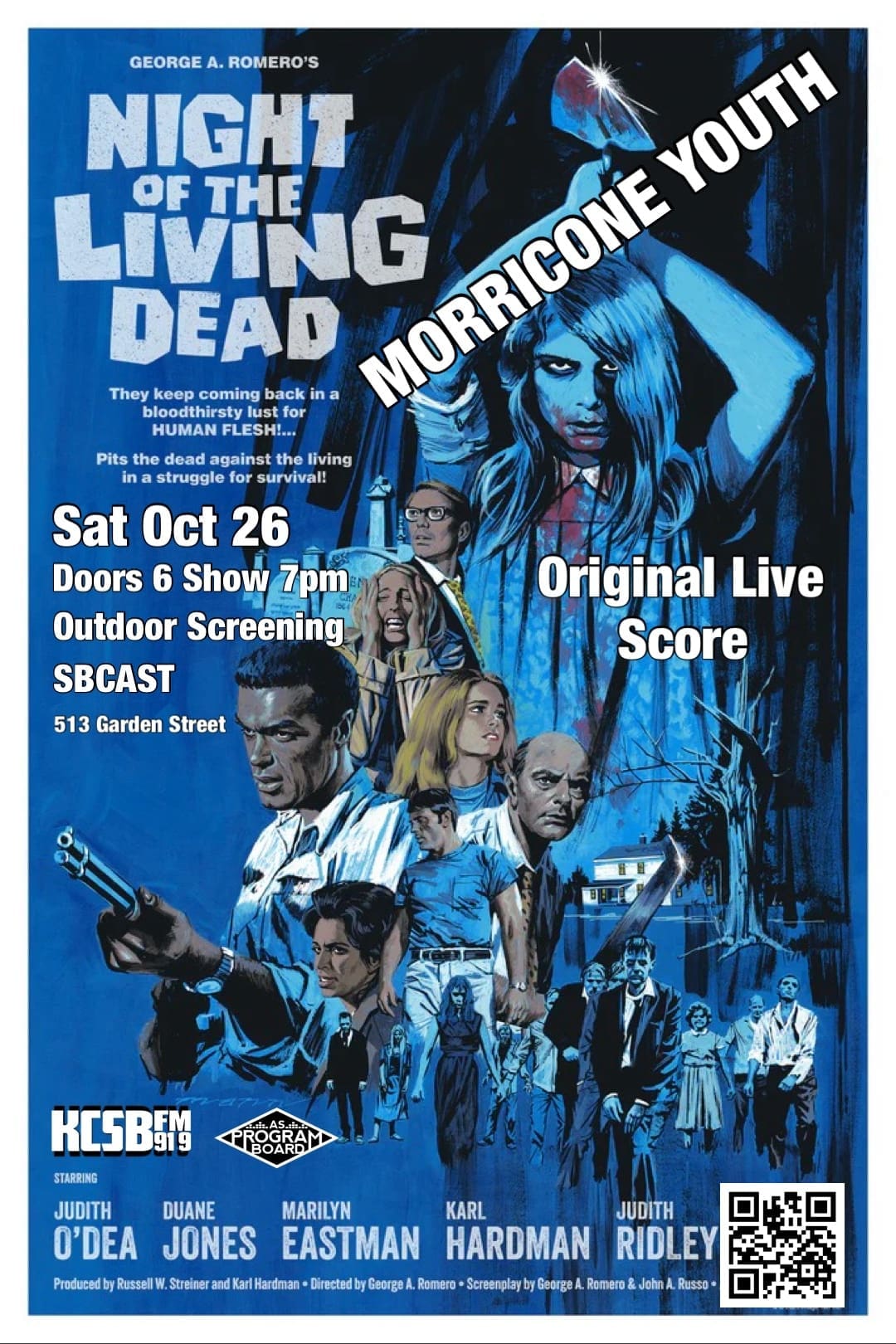 SBCAST & KCSB-FM Present ​Halloween-Themed Event: Morricone Youth’s Live Re-Score of Cult Classic Film Night of the Living Dead