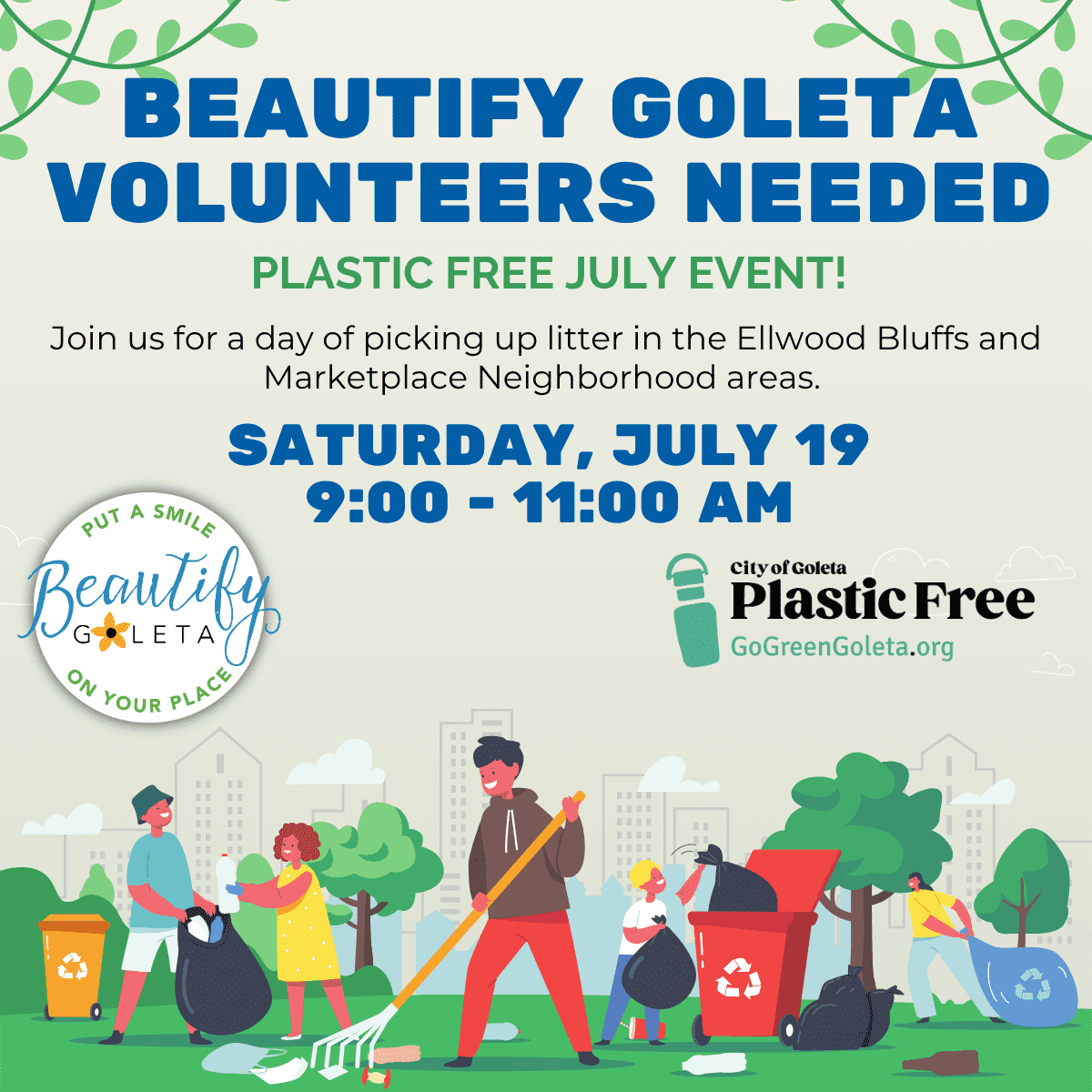Beautify Goleta Plastic Free July Cleanup July 19