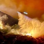 Nighttime aerial drop on the Gifford Fire on August 7, 2025 (Photo: Chumash Fire Department)