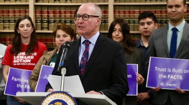 Gregg Hart addressing journalists at a press conference on October 15, 2025. Source: Facebook/Assemblyman Gregg Hart