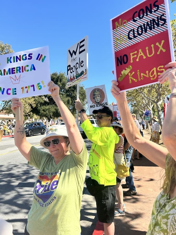 Hundreds showed up for the No Kings Day of Action rally in Solvang in the Santa Ynez Valley on October 18, 2025 (Photo Jim Buster)