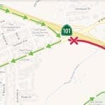 Road closure on Highway 101. Image Source: X/County of SLO Public Works