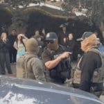 ICE agents confront residents on Santa Barbara's eastside neighborhood deploying pepper spray on January 28, 2026 (Photo: Ashley Farrell)