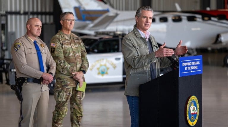 Governor Gavin Newsom announced a record $506 million in illicit fentanyl seized sine 2021. Image Source: Governor Gavin Newsom's official website