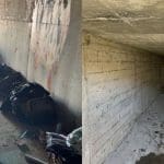 Encampment in Highway 101 near San Luis Obispo. Image Source: Facebook/ Caltrans Central Coast (District 5)