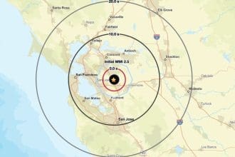 Affected areas from the 4.2 magnitude quake. Image Source: USGS website