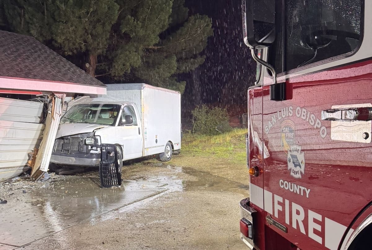 Box truck crashes into Nipomo garage; one person injured - edhat