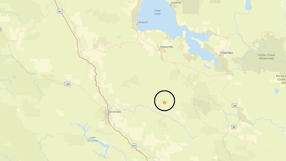 Location of the magnitude 2.8 earthquake near Cobb on April 12, 2026. Image Source: USGS website