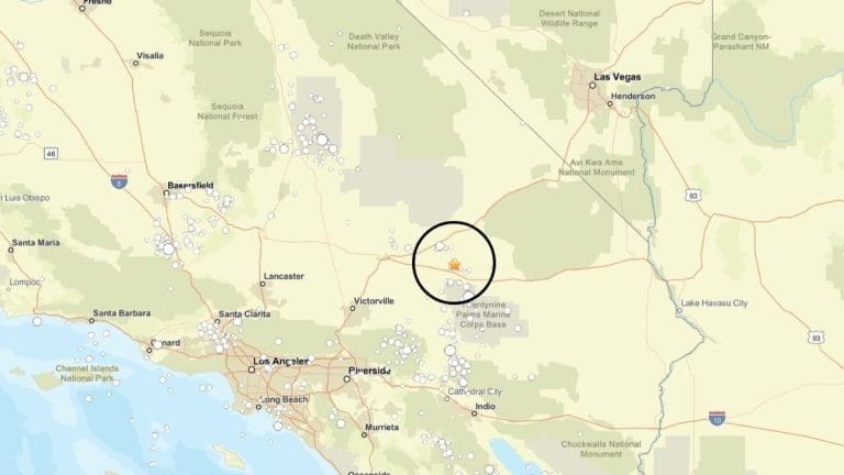 Epicenter of the 3.1 magnitude earthquake. Image Source: USGS website
