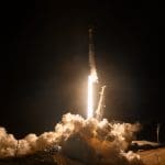 A Falcon 9 launch from Vandenberg Space Force Base on April 10, 2026. Image Source: SpaceX/X