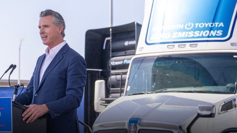 California will launch a $1 billion rebate program for electric commercial trucks. Image Source: Governor Gavin Newsom/X