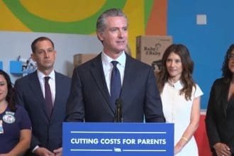 Governor Gavin Newsom announced California will provide new parents with up to 400 diapers. Image Source: Governor Gavin Newsom/X