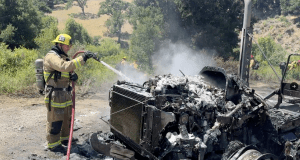 Semi-Truck Fire Sparks Small Brush Fire on Highway 101, Driver Suffers Minor Burns