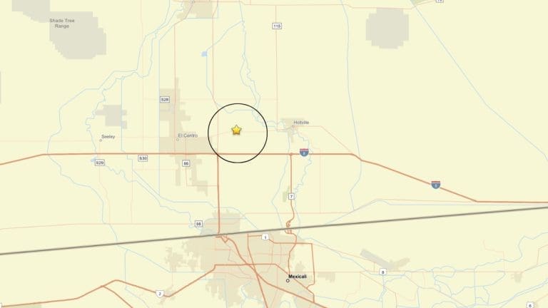 A 2.7-magnitude earthquake occurred near El Centro on May 19, 2026. Image Source: USGS