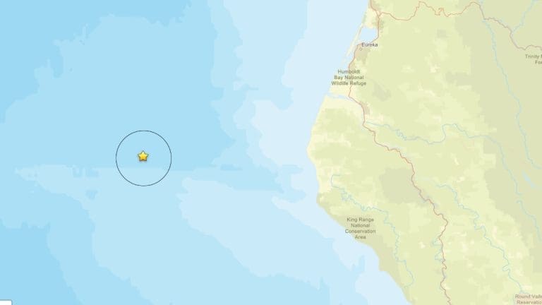 A 3.3-magnitude earthquake was reported near Petrolia on June 14, 2026. Image Source: USGS